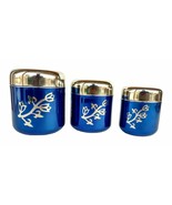 Set of 3 Window Kitchen Canister, Stainless Steel (Blue Leaf Design) - $856.78 MXN