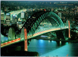 The Sydney Harbour Bridge Flood Lit At Night Australia Postcard - £5.24 GBP