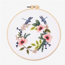 Dragonfly Delight Embroidery Kit: Beginner&#39;s DIY Cross Stitch Set with Hoops, Th - £24.42 GBP