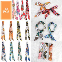 12X Ladies Satin Silk Scarf Print Wrap Neck Tie Wrist Hair Band 35&quot; Long Ribbon - £13.58 GBP