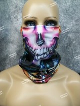 Colorful Jeweled Lady Skeleton Face Mask Neck Gaiter Gypsy Costume Day o... - $13.50 CAD