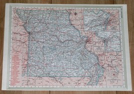1950 Original Vintage Map Of Missouri St. Louis / Verso Mississippi Jackson - £13.66 GBP