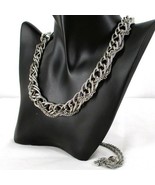 American Eagle Long 36&quot; Silver Metal Chunky Multi Texture Woven Chain Ne... - $17.57 CAD