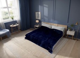 Navy Blue Color Solaron Kor EAN Technology Blanket Very Softy And Warm Queen Size - £58.72 GBP