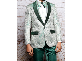 Men Insomnia Manzini Blazer Stage Performer Singer Prom MZS300 Green Floral New image 2