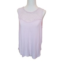 H&amp;M Sleeveless Top Blouse Size M Womens Light Pink Lace Rounded Hem High... - £10.49 GBP