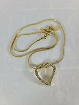 Signed BMNY Gold Tone 16 Inch Chain with 3/4 Inch Off-Center Open Heart Pendant - £79.00 GBP