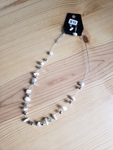 Paparazzi Long Necklace &amp; Earring set(new)WIRE W/ WHITE &amp; SILVER BEADS 371 - £5.98 GBP