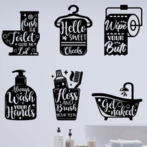 6 Pieces Bathroom Wall Decals Sticker Bathroom Funny Sayings Quotes Wall Decor - $22.76