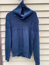 LOGG H&amp;M® Mens Sweater MEDIUM Black Toggle Cowl Neck Pullover Knit 100% Cotton - £15.46 GBP