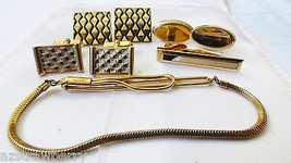Lot Of 5 Vtg (1) Swank Gold Tone Metal Cuff Links Tie Bar Clips - £14.24 GBP