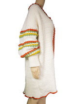 Knitted cardigan , oversized with hand crochet tulips  - £200.48 GBP