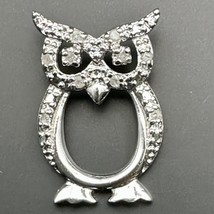 14K White Gold Plated Accent &amp; Eyes Owl Pendant Christmas Gift - £37.09 GBP