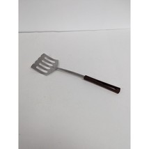 Stanhome USA #3 Stainless Slotted Spatula Turner Brown 13&quot; Scalloped Curved - £10.21 GBP