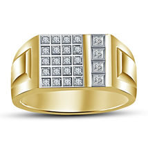 1.50 Carat Mens Yellow Gold Finish Two Row Diamond Engagement Wedding Pinky Ring - £69.47 GBP