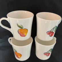 Corning Ware  Coffee Mugs Peaches Cherries Motif Vintage (8) Chutney Fru... - $29.00