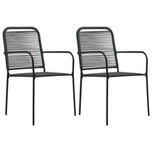 Garden Chairs 2 pcs Cotton Rope and Steel Black - £66.97 GBP