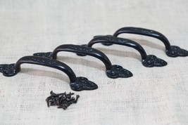 4 Large Cast Iron Antique Style Door Handles Gate Pull Shed Drawer Pulls... - £20.43 GBP