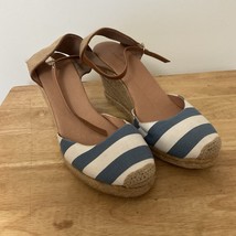  Caslon Nautical Mary Jane Striped Espadrille Platform Wedge Size 10 1/2 - $20.00