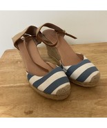 Caslon Nautical Mary Jane Striped Espadrille Platform Wedge Size 10 1/2 - $27.35 CAD