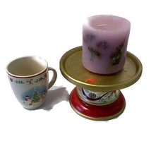 Christmas Decoration Mixed Lot Mug Candle Pedestal Holly Berries Coffee Cup - $6.87
