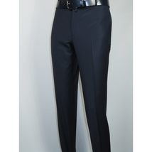 Men's MONO Turkey Slacks 100% Wool Plain Front Regular Fit 2501-02 Navy Blue image 4