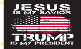 Jesus is my Savior, Trump is my president flag 3&#39;X5&#39; NEVER BIDEN CHRISTI... - $239.52 MXN+