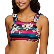 Hula Honey Juniors Sweet Bloom Striped Bikini Top Pink Black Size M New - £10.32 GBP