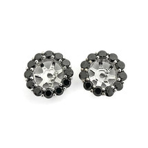 Authenticity Guarantee 
Black Diamond Halo Earring Jackets Enhancers 14K Whit... - £880.68 GBP