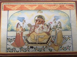 Vtg Hand Painted Wood Ganesha God &amp; People W Rat Trinket Box Hinged Hindu Detail - £27.26 GBP