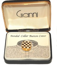 Gianni Banded Collar Button Cover - Gold Toned Black White NEW - $26.77
