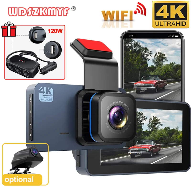 4K Front and Rear Camera Dash Cam for Cars Car Dvr WIFI Video Recorder Rear View - £12.48 GBP+