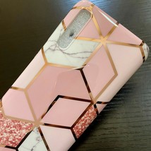 For Samsung Galaxy A50 - Glossy Tpu Rubber Case Cover Pink Geometric Marble Skin - £12.90 GBP