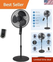 Remote-Controlled 16&quot; Oscillating Pedestal Fan for Bedroom &amp; Living Room... - $97.49