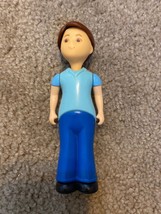 Vintage Little Tikes Dollhouse Dad Father Doll Figure Blue Shirt Brown Hair - £7.43 GBP