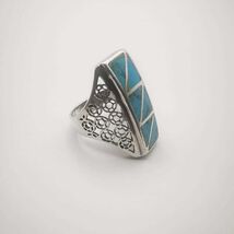 Vintage, Stylish Men's Women's Ring, 925 Sterling Silver, Turquoise, Fil... - $116.00