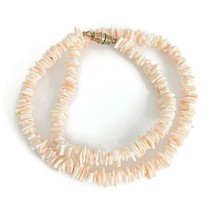 Vintage 1960&#39;s Light Pink Shell Necklace Gold-Plated Clasp, 16 Inches, 2... - £43.45 GBP