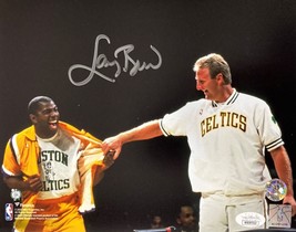 Larry Bird Signed 8x10 Boston Celtics Magic Johnson Shirt Pull Photo Bird+JSA - £123.76 GBP