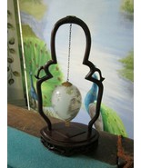 Chinese Hand Blown Reverse Painted Hanging Glass Egg With Stand IN ORIGI... - $63.35