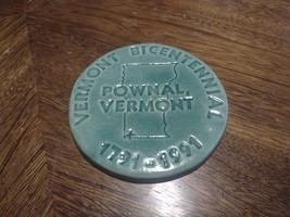 1991 Vermont Bicentennial Pownal VT Art Pottery Hot Plate Paperweight Oa... - $18.49
