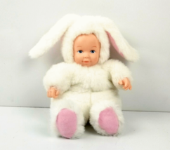 Anne Geddes Baby Bunnies Doll Plush White Bunny Suit Pink 2005 Easter 10&quot;  - £9.23 GBP