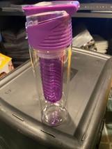 10&quot; Plastic Water Bottle with Fruit Infusion Center (Purple) *NEW* ddd1 - £9.50 GBP