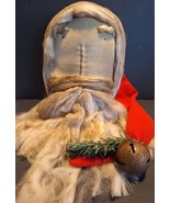 Christmas Primitive Santa Claus Plush Wall Hanging Head Bell On Hat 7&quot; X... - £21.74 GBP