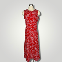 Vintage Y2k Kathie Lee Bandanna Dress Red White Sleeveless Med Midi A1017 - £34.23 GBP