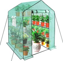 Greenhouse for Outdoors 56x56x75&#39;&#39; Walk-in Greenhouse with 4 Tiers 11 Shelves - £119.44 GBP