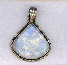 MOONSTONE Pendant mounted in Silver frame with a TRIANGULAR design the p... - $37.84