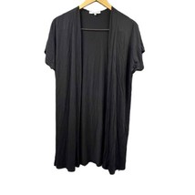 Emma&#39;s Closet Black Open Front Cardigan Womens Small Short Sleeve Knee L... - $23.37