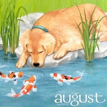 Golden Retriever Koi Pond August Dog Days Poster Calendar 14 x 11&quot; DWDDCal - £22.42 GBP