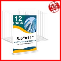 Durable 12 Pack Acrylic Tabletop Sign Holders - 8.5 x 11 Inches, Double-... - $892.34 MXN
