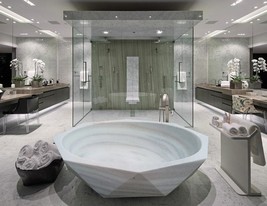 30% Discount Bathtub Stone Tub Diamond Style Bathroom Decor Handmade Tub Natural - £8,531.96 GBP